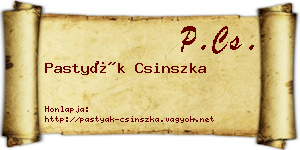 Pastyák Csinszka névjegykártya